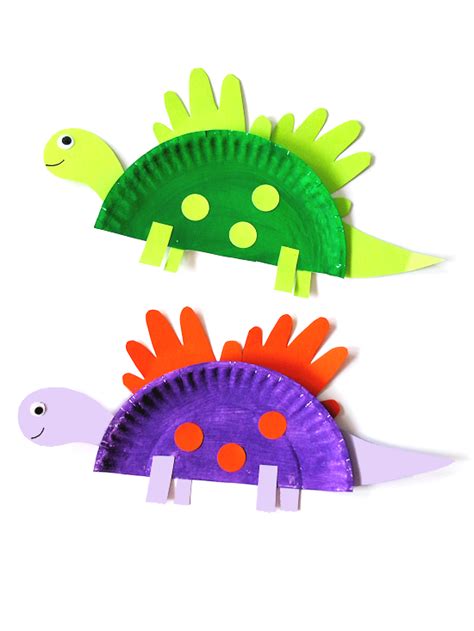 Paper Plate Handprint Dinosaur Craft - Our Kid Things