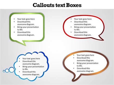 Callouts text Boxes | Presentation PowerPoint Diagrams | PPT Sample Presentations | PPT Infographics