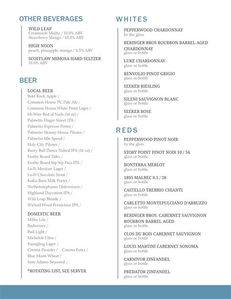 Sweetwater One Twenty Three Menu (Updated November 2024)