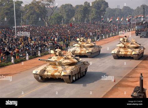 Indian Army tanks during the Indian Republic Day parade in New Delhi on January 26, 2009. The ...