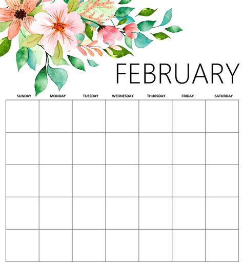 Printable February Calendar