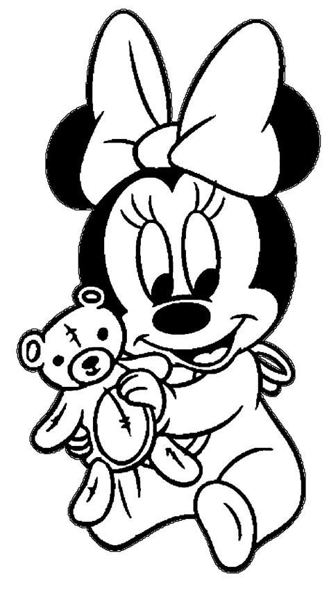 Minnie Baby Coloring Pages 2 by Sean | Tekeningen disney figuren, Cartoon tekeningen, Disney ...