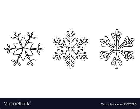 Continuous line drawing set snowflakes winter Vector Image