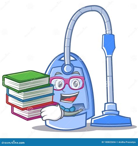 Student with Book Vacuum Cleaner Character Cartoon Stock Vector - Illustration of happy ...