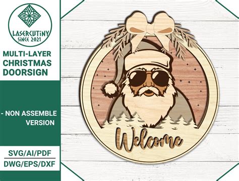 Santa Claus Sign SVG, Cool Santa Svg, Christmas Svg, Christmas Door Sign SVG, Merry Christmas ...