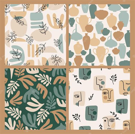 Premium Vector | Set of contemporary art seamless patterns