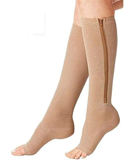 Aisprts (2 Pairs) Compression Medical Zip Socks 15-20 mmHg Zip Leg ...