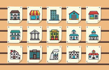 Colorful building icons set,eps10 vector image | Royalty Free