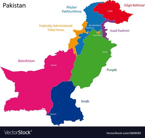 Pakistan map Royalty Free Vector Image - VectorStock