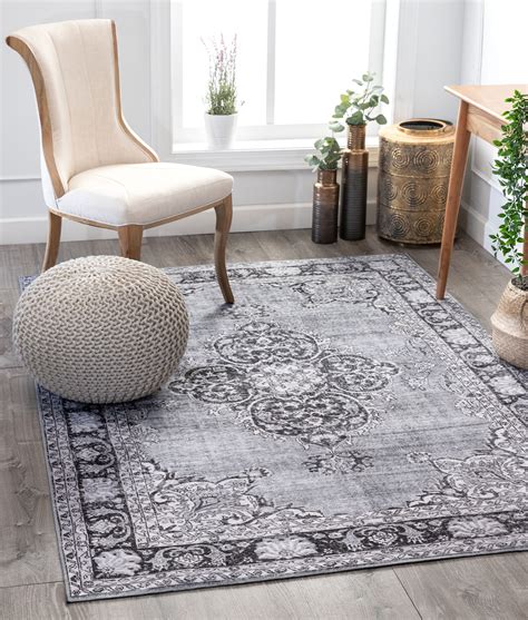 Well Woven Mareva Machine Washable Grey Vintage Oriental Medallion Area Rug - Walmart.com