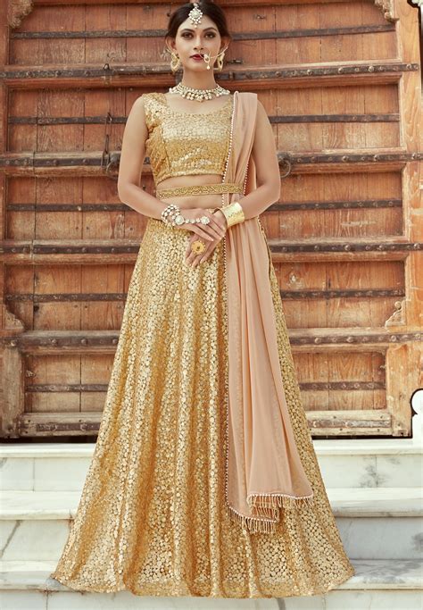 Indian Dress Gold Color Bridal Lehenga 1104