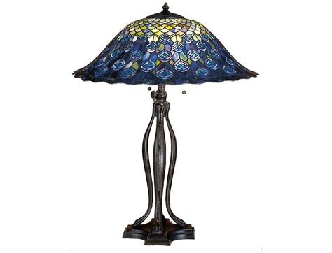 Meyda Tiffany Peacock Feather Blue Table Lamp | 28504