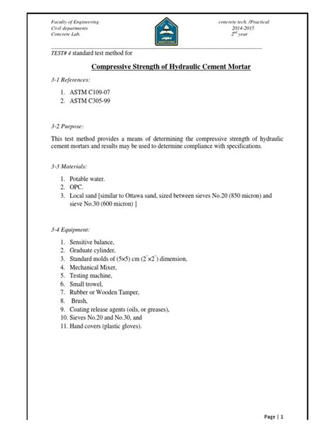 3-Compressive Strength of Cement Mortar | PDF | Concrete | Cement