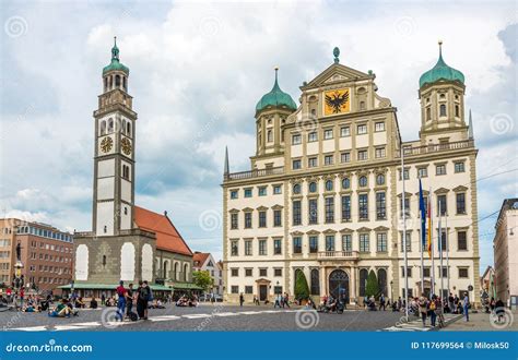 Perlach Tower and City Hall Building at the Marketplace of Augsburg - Germany Editorial Stock ...