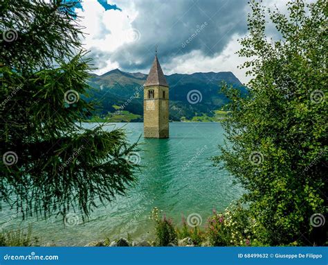 Bell Tower of the Church in the Resia Lake - 4 Stock Photo - Image of idyllic, monument: 68499632