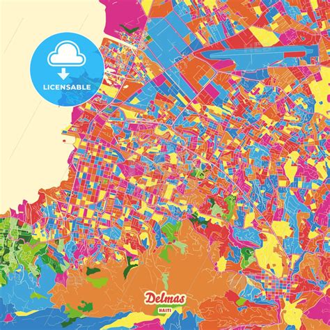 Delmas, Ouest, Haiti Crazy Colorful Map Print Template in 2022 ...