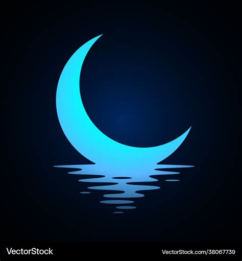 Moon logo design crescent above water half Vector Image