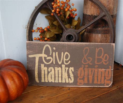 Rustic Hand Painted Wooden Thanksgiving Sign Give