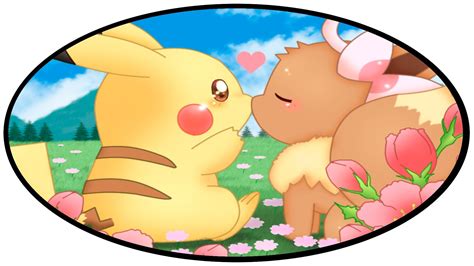 Pikachu And Eevee Kiss