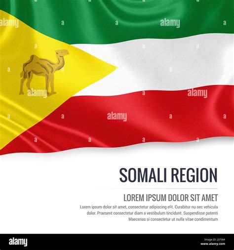 Somali Region flag. Flag of Ethiopian state Somali Region waving on an isolated white background ...