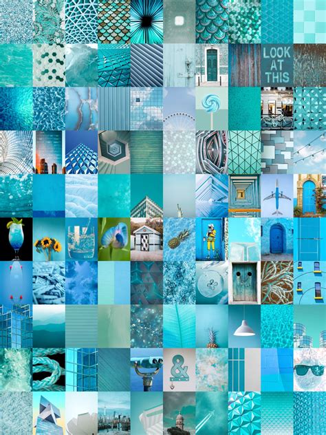 Aqua Blue Aesthetic Wall Collage Kit Digital Download Photo Wallpaper ...