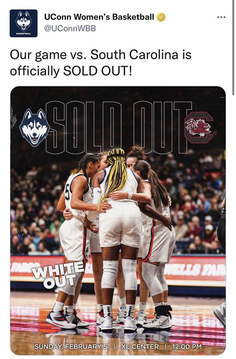 UCONN VS South Carolina Game (Feb 5th) has Sold Out : r/NCAAW