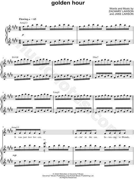 Signature Score "golden hour - JVKE" Sheet Music in E Major (transposable) - Download & Print ...