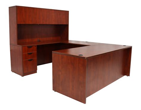 U Shaped Desk with Hutch and Drawers