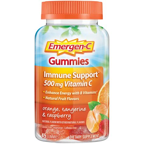 Emergen-C Gummies (45 Count, Orange, Tangerine and Raspberry Flavors ...