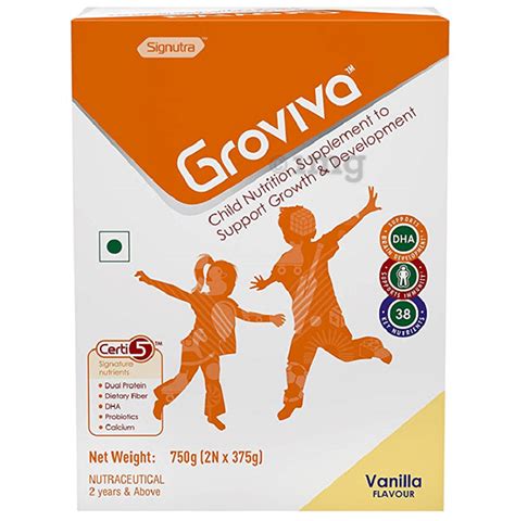 Groviva Child Nutrition for Physical Growth, Brain Development & Immunity | Flavour Vanilla ...