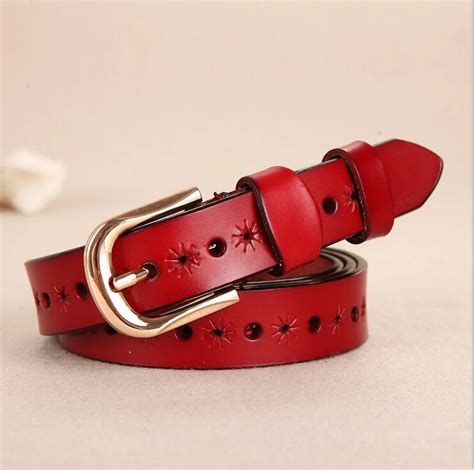 Red belts for women 100% Genuine Cowhide Leather split leather female ...