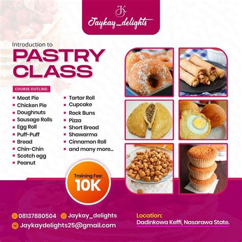 Pastry Class Flyer design | Rock buns, Catering design, Food