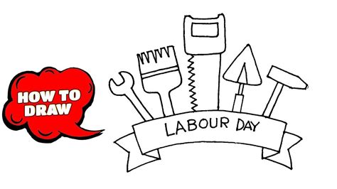 Labour Day Drawing - How to draw labour day poster Easy drawing with pen | Labour day drawing ...