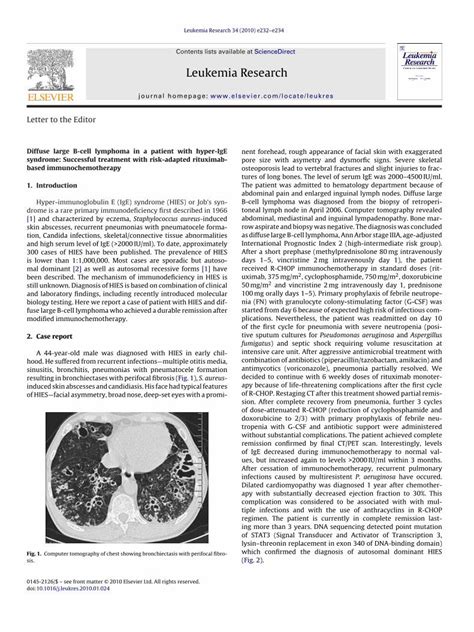 (PDF) Diffuse large B-cell lymphoma in a patient with hyper-IgE ...