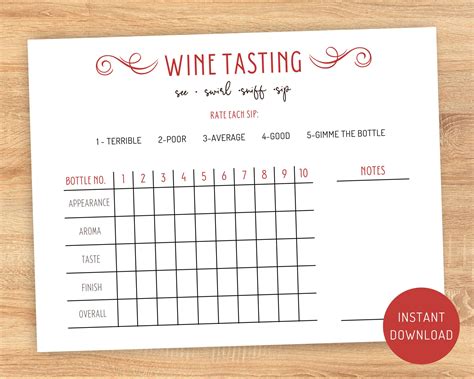 Party Kit, Party Ideas, Wine Tasting Card, Wine Ratings, Adult Birthday ...