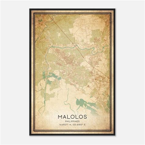 Vintage Malolos Philippines Map Poster, Malolos City Road Wall Art Print - Custom Maps & Posters