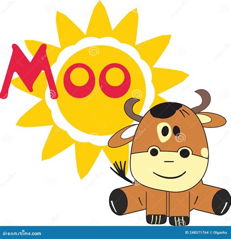 Cute cartoon cow says moo stock vector. Illustration of marker - 248571764