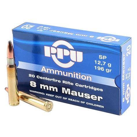 PPU, 8mm Mauser, SP, 196 Grain, 20 Rounds - 223109, 8mm Ammo at Sportsman's Guide