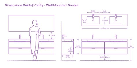 Modern Wall Mounted Double Bathroom Vanity Dimensions & Drawings | Dimensions.Guide