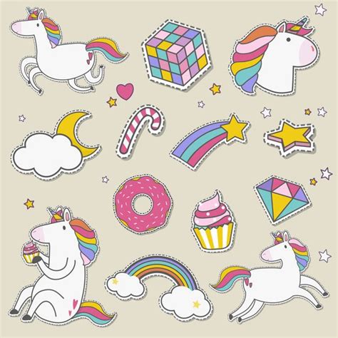 Download Set Of Unicorn Stickers Vector for free in 2020 | Unicorn stickers, Vector free ...