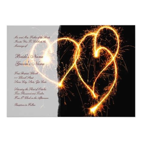 Two Hearts Sparklers Wedding Invitation