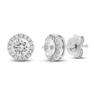 Diamond Halo Earrings 1 ct tw 14K White Gold | Jared