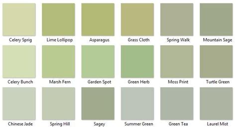 Behr Greens 3 - I like Chinese Jade, Summer Green, and Green Tea Green Paint Colors, Green ...