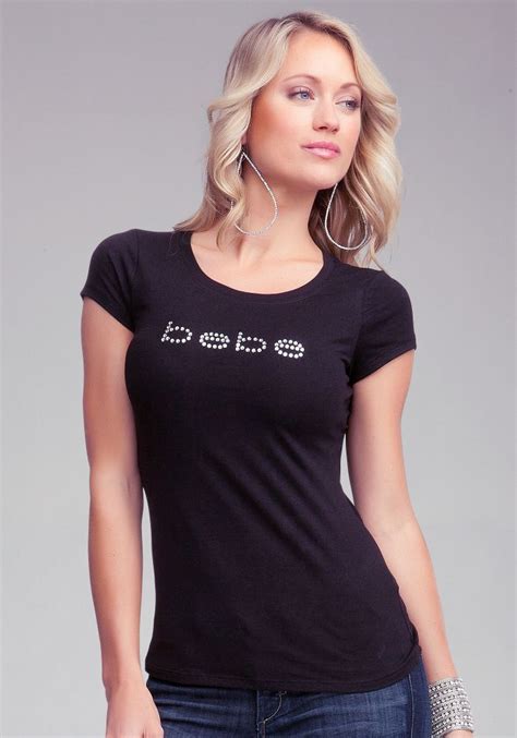 bebe | Basic Logo Rhinestone Tee - Tops - Tees | Rhinestone tees ...