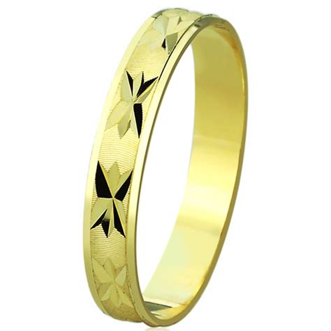 Women's 14K Yellow Gold Wedding Band 3mm Machine Cut Patterned Ring - Walmart.com