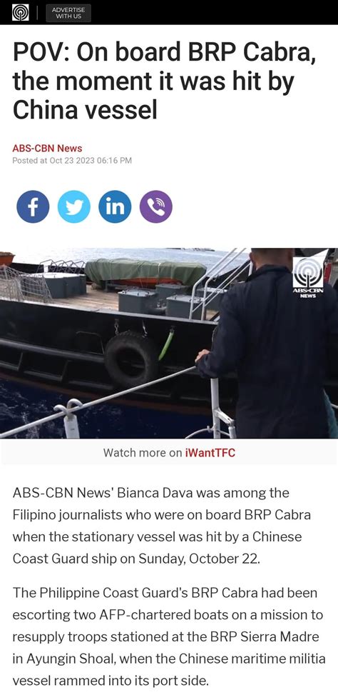 Bianca Dava on board BRP Cabra the moment it was hit by Chinese Vessel : r/Philippines