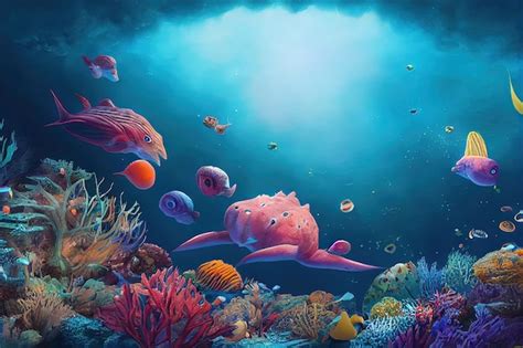 Premium Photo | Fantasy concept showing a great barrier reef australia a colorful array of ...