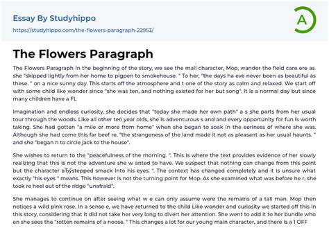 The Flowers Paragraph Essay Example | StudyHippo.com