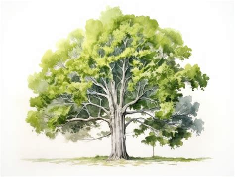 Sycamore Tree Watercolor Illustration on White Background AI Generated Stock Illustration ...