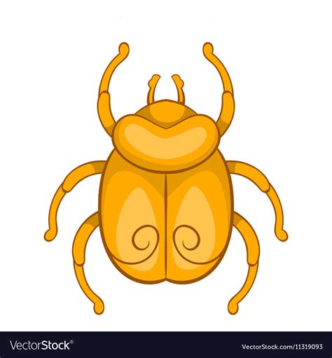 Golden Egyptian scarab beetle icon cartoon style Vector Image